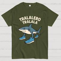 Tralalero Tralala Unisex 100% Cotton Summer Casual Cool Loose T-Shirt XL kariškai žalia