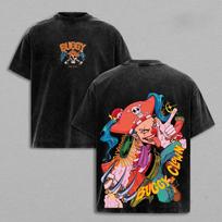 Vintage Washed Buggy Clown One Piece Oversized Y2K Anime Cotton Graphic Tee XXXL black