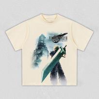 Final Fantasy VII Cloud Strife Graphic T Shirt Unisex Oversized Round Neck Short Sleeve Tee Retro Gaming Casual Streetwear Top for Men Women XXL gray