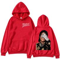 90-ųjų Klasika Michael Jackson Hoody Gotikinė Mada Vintažiniai Džemperiai su Gobtuvu Vyrams Moterims Punk Drabužiai Roko Megztiniai Streetwear XXL raudona
