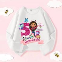 Gabby Dollhouses Digit 1-9 Children Sweatshirt Girls Cute Birthday Pullover Kids Spring Autumn Long Sleeves T-shirt 110 white