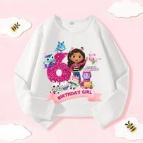 Gabby Dollhouses Digit 1-9 Children Sweatshirt Girls Cute Birthday Pullover Kids Spring Autumn Long Sleeves T-shirt 110 white