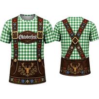 Oktoberfesto languoti odiniai šortai 3D spausdinti marškinėliai Bavariški kostiuminiai marškinėliai (S-5XL) L beige