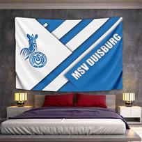 Blue and white geometric design with zebra motif and MSV Duisburg text. Patterned tapestry for bedroom and living room home decor 180x230cm(70x90in)