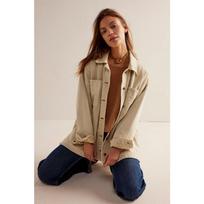 Women S Casual Versatile Denim Jacket With Pockets Side Slit M smėlis