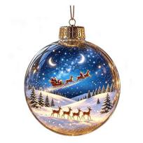 Plastic Baubles for Party Glowing Christmas Story Ornament, Light-Up 3D Hanging Ball with Warm LED, Mini Indoor Outdoor Festive Decor Holiday H