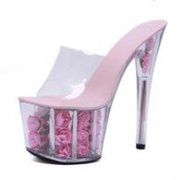 Platformos Super aukštakulniai Pleišto kulno sandalai Batai aukštakulniai Seksualūs moteriški sandalai Walk 181 serija 17 cm kulnas 7 cm pamušalas LFD 41 rožinė