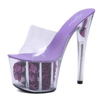 Platformos Super aukštakulniai Pleišto kulno sandalai Batai aukštakulniai Seksualūs moteriški sandalai Walk 181 serija 17 cm kulnas 7 cm pamušalas LFD 43 violetinė