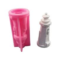 Lighthouse Statue Silicone Molds for Home Decorations, Epoxy Resin Craft, Plaster Silicone Molds Fondant Silicone Molds pink