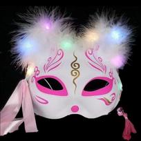Fun Luminous LED Mask Anime Rave Costume Cat Masks Cosplay Props Half Face Face Cover Party white