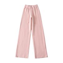 Airy Knit Set: Hooded Zip-Up Sweatshirt & Casual Low-Waist Wide-Leg Pants Small white