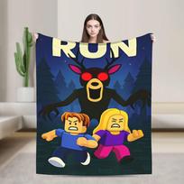 99 Naktys Miške Elnių Žaidynės Antklodė Išgyvenimo Siaubo Flanelinė Kvėpuojanti Mesti Antklodė Lovai Svetainei Žiemai 100x150cm