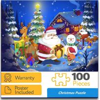 Santa 100Pcs Christmas Jigsaw PuzzleThe Gifts That Count Fun Learning Educational Toy Xmas Newyear Gifts For Family Time white