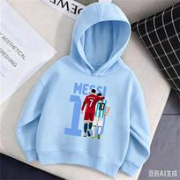 Football Star Messi Print Cartoon Children Hooded Sweatshirt Boy Girl Autumn Winter Daily Outdoor Casual Loose Warm Sportswear 140 violetinė