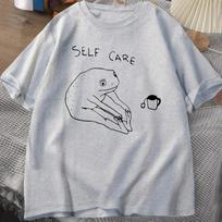 Funny Frog Self Care Tshirt Retro Frog Printed Tshirt Unisex Unisex Summer Round Neck Short Sleeve Tee Shirt Streetwear 4XL gray