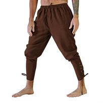 Medieval Viking Pirate Lace Up Pants Unisex Renaissance Trousers Brown Black Plus Size Halloween Costume XXL ruda
