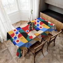 Geometric Checkered Pattern Cute Tablecloth Christmas Picnic Party Birthday Wedding Waterproof Desk Cloth Table Decor 54*72inch(137cm*183cm） gray