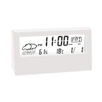 Electronic Thermo Hygrometer Clock 3 in 1 Digital Alarm Large Display Indoor Weather Station for Office Home Bedroom balta