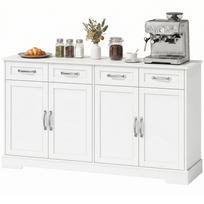 Buffet Cuisine 4 Drawers 4 Doors Shaker Style 140x38x80cm White