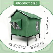 Elevated Outdoor Cat House, Portable Oxford Cloth Tent, Winter Shelter for Stray Cats, Garden, L