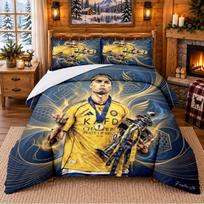 Printed 3Pcs Bedding Set Cristiano Ronaldo Pattern Bed Sheet Pillowcase For Bedroom Decor 140cmx200cm