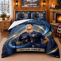 Printed 3Pcs Bedding Set Cristiano Ronaldo Pattern Bed Sheet Pillowcase For Bedroom Decor 140cmx210cm