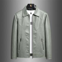 Trendy Men's PU Jackets Classic Solid Color Straight-leg Casual Lapel Leather Jacket Social Versatile Coats Tops Streetwear XL gray