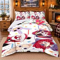 The Amazing Digital Circus Pattern Bedding 3Pcs Set Bed Sheet And Pillowcases For Indoor Bedroom 140cmx200cm white