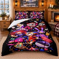 The Amazing Digital Circus Pattern Bedding 3Pcs Set Bed Sheet And Pillowcases For Indoor Bedroom 140cmx200cm