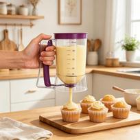 Cupcake & Pancake Batter Dispenser, Manual Portable Batter Separator with No Electricity Needed for Pancakes, Waffles, Muffins & Baking brown