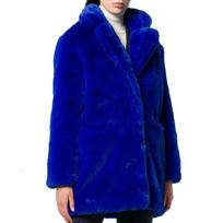 KOSY Winter Coat Women Faux Fur Jacket Female Casual Thick Warm Loose Women Clothing Solid Long Jacket Autumn Vintage Outwear XXXL blue