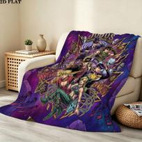 1PC Jojos Bizarre Adventure Patterned Flannel Blanket Suitable For All Seasons For Home Decor Warmth And Comfort Gifts Holiday Present 80cm x 120cm gray