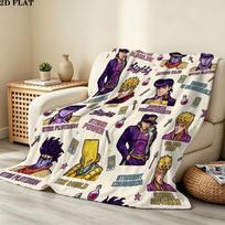 1PC Jojos Bizarre Adventure Patterned Flannel Blanket Suitable For All Seasons For Home Decor Warmth And Comfort Gifts Holiday Present 130cm x 150cm