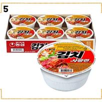 Korėjietiški puodelio ramen 6 vnt. rinkinys | Nongshim Ottogi Samyang Paldo | Mažo dydžio instant makaronai Nongshim Kimchi Sabalmyeon Cup 6 Pack (86g x 6) beige