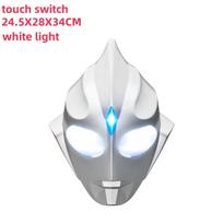 Anime Ultraman Tiga Helmet Glowing Mask Halloween Performance Cosplay Prop Switch Toy battery-powered white