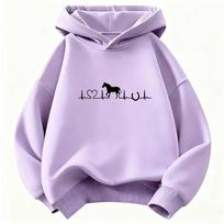 Arklių meilės širdies dizaino Hoodie vaikams Katės Vaikų džemperis su gobtuvu berniukams mergaitėms Rudens animacinių gyvūnų paprasti džemperiai su gobtuvu 110 violetinė