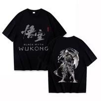 Black Myth Wukong Game T‑Shirt Men Women Casual Short Sleeve Tee Streetwear Gaming Fans Harajuku Top for Game Lovers Gift 120 gray
