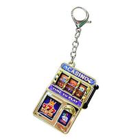 Mini Casino Slot Machine Keychain Functional Spinning Reel Fruit Pattern Game Toy  Backpack Key Ring Novelty Stress Relief Gift beige
