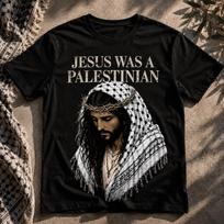 Jesus Was a Palestinian Shirt, Keffiyeh Christian Graphic Gildan T-Shirt 130 black