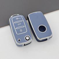 For VW Golf Polo Bora Beetle Tiguan for SKODA Fabia YIJS5 Superb for SEAT Leon Toledo Altea Ibiza TPU Remote Key Fob Case Cover gray