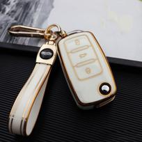 For VW Golf Polo Bora Beetle Tiguan for SKODA Fabia YIJS5 Superb for SEAT Leon Toledo Altea Ibiza TPU Remote Key Fob Case Cover gray