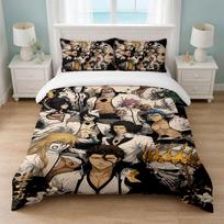 Bleach anime Bedroom 3Pcs Bedding Set Soft Bed Sheet Pillowcases Home Bedding Decoration 135cmx200cm black