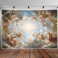 VIKAMA Klasikinis Angelas Dangus Gobelenas Barokinis Religinis Menas Fonas Buo stilius Švytinčio Prabangos Stilius Svetainės Dekoracija 150x200cm(60x80in)
