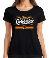 Oktoberfest Germany Bundesadler Pretzel Beer Lederhosen Dirndl Women's T-Shirt M brown