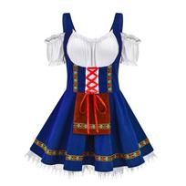 Oktoberfest Costume for Women German Bavarian Traditional Dirndl Dress Octoberfest Festivals Beer Girl Costume XL blue