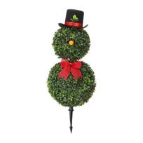 Holiday Topiary Decor 60/85CM Christmas Snowman Tree Shaped Artificial with Outdoor Decorations Red Bow Topper Hat Indoor Garden Porch Decoration S black