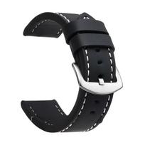 Natūralios odos laikrodžio dirželis – universalus, kokybės užtikrinimas, 18 mm, 20 mm, 22 mm ir 24 mm dydžių (AVE) 24mm black