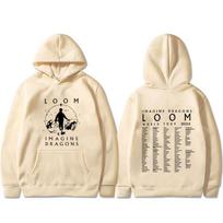 Riboto tiražo Imagine Dragons Grupės Loom Pasaulinis Turas 2025 Hoody Vyrams Moterims Roko Punk Gotikinis Per dydį Gatvės Stiliaus Vyriškas Laisvalaikio Megztinis M beige