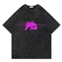 2026 Hot Sale JOJO Bizarre Adventure Gyro Zeppeli T Shirt Men Vintage Washed Oversized Tees Anime Graphic T-shirts Streetwear Cotton Tops Men Women L mėlyna