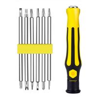 12 In 1 Screwdriver Set Home Multifunctional Precision Handheld Maintenance Tool Magnetic Bit Cross Flat Shaped Screwdriver Head yellow